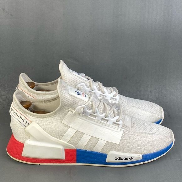 Adidas  NMD_R1 V2 'White Lush Red Blue' sneaker shoes Mens size  13 - Picture 1 of 8